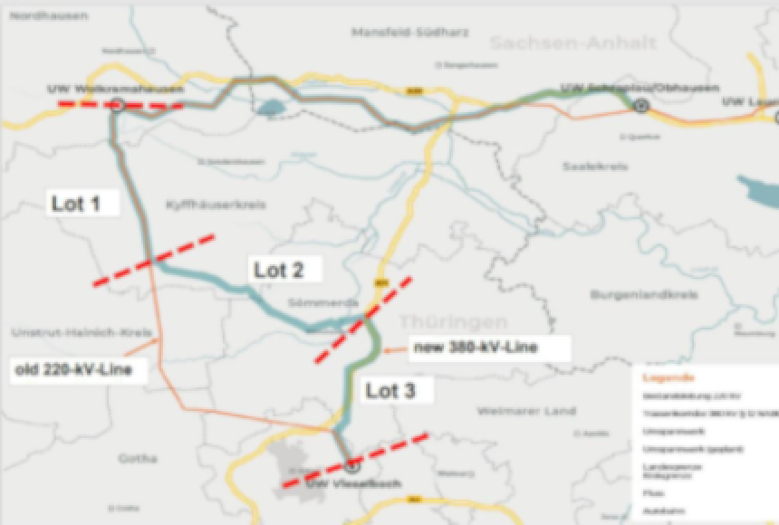 Budowa linii 380 kV Wolkramshausen – Vieselbach, Niemcy